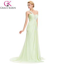 Grace Karin Sexy One Schulter Hellgrün Lange Split Bein Prom Kleid CL3183-3